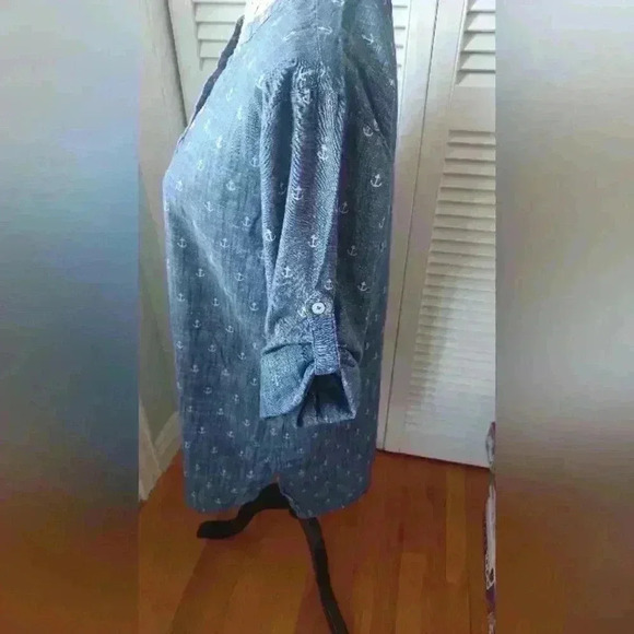 Hatley Women's Medium 100% Cotton Anchor All-over Print  Tab Sleeves Tunic - Picture 3 of 7